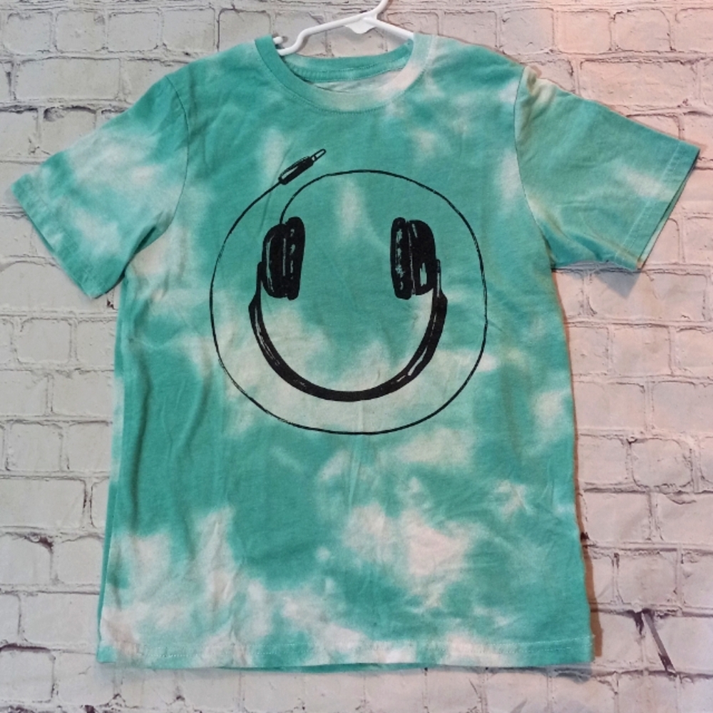 Boys Short Sleeve Graphic Tee Teal+White Tie Dye